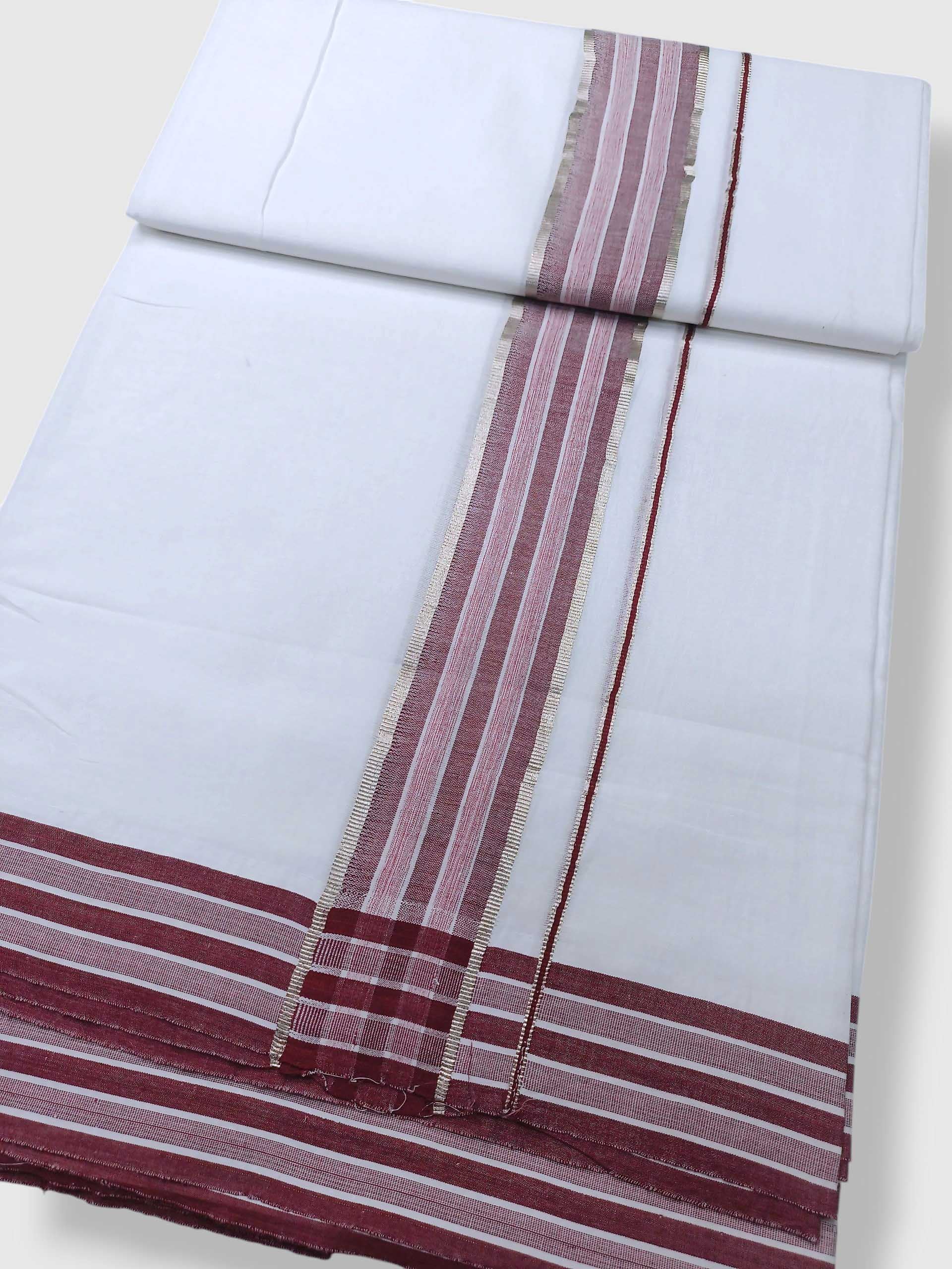 Pure White Cotton Men's Double Dhoti