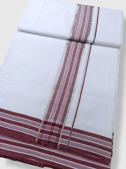 Pure White Cotton Men's Double Dhoti