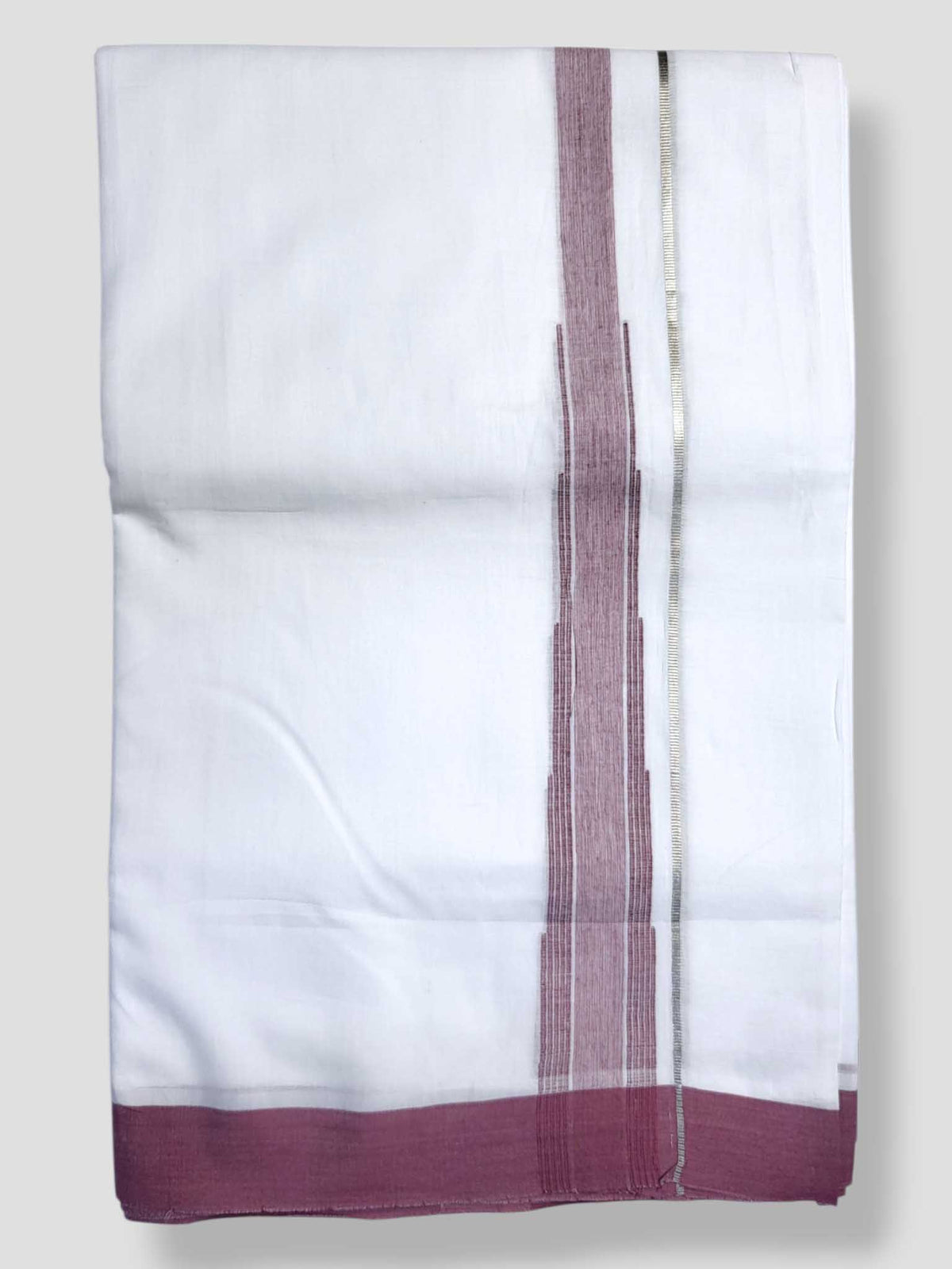 Pure White Cotton Men's Double Dhoti