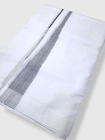 Pure White Cotton Men's Double Dhoti
