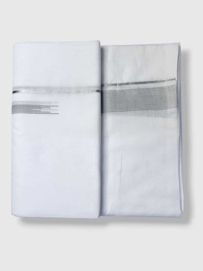 Pure White Cotton Men's Double Dhoti