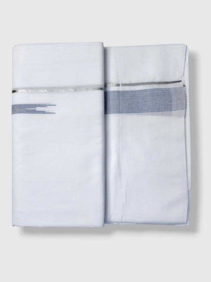 Pure White Cotton Men's Double Dhoti