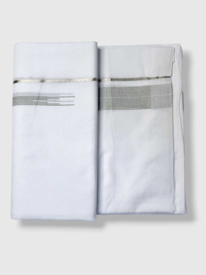 Pure White Cotton Men's Double Dhoti