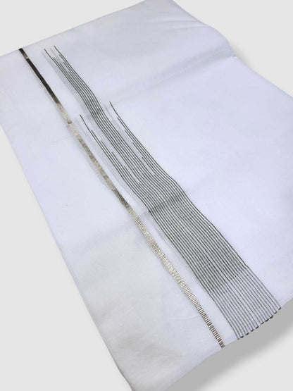Pure White Cotton Men's Double Dhoti