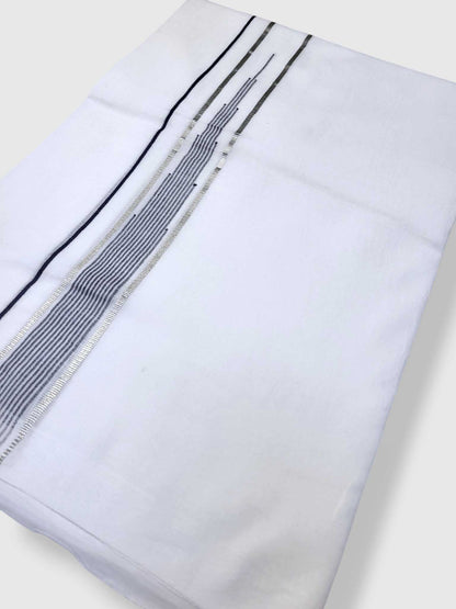 Pure White Cotton Men's Double Dhoti
