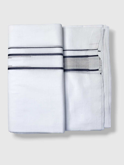 Pure White Cotton Men's Double Dhoti