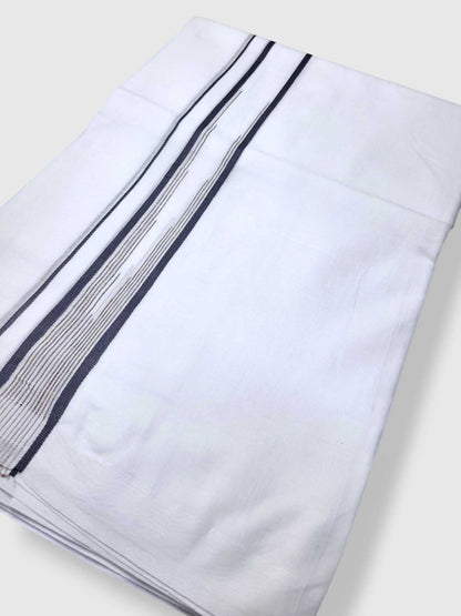 Pure White Cotton Men's Double Dhoti