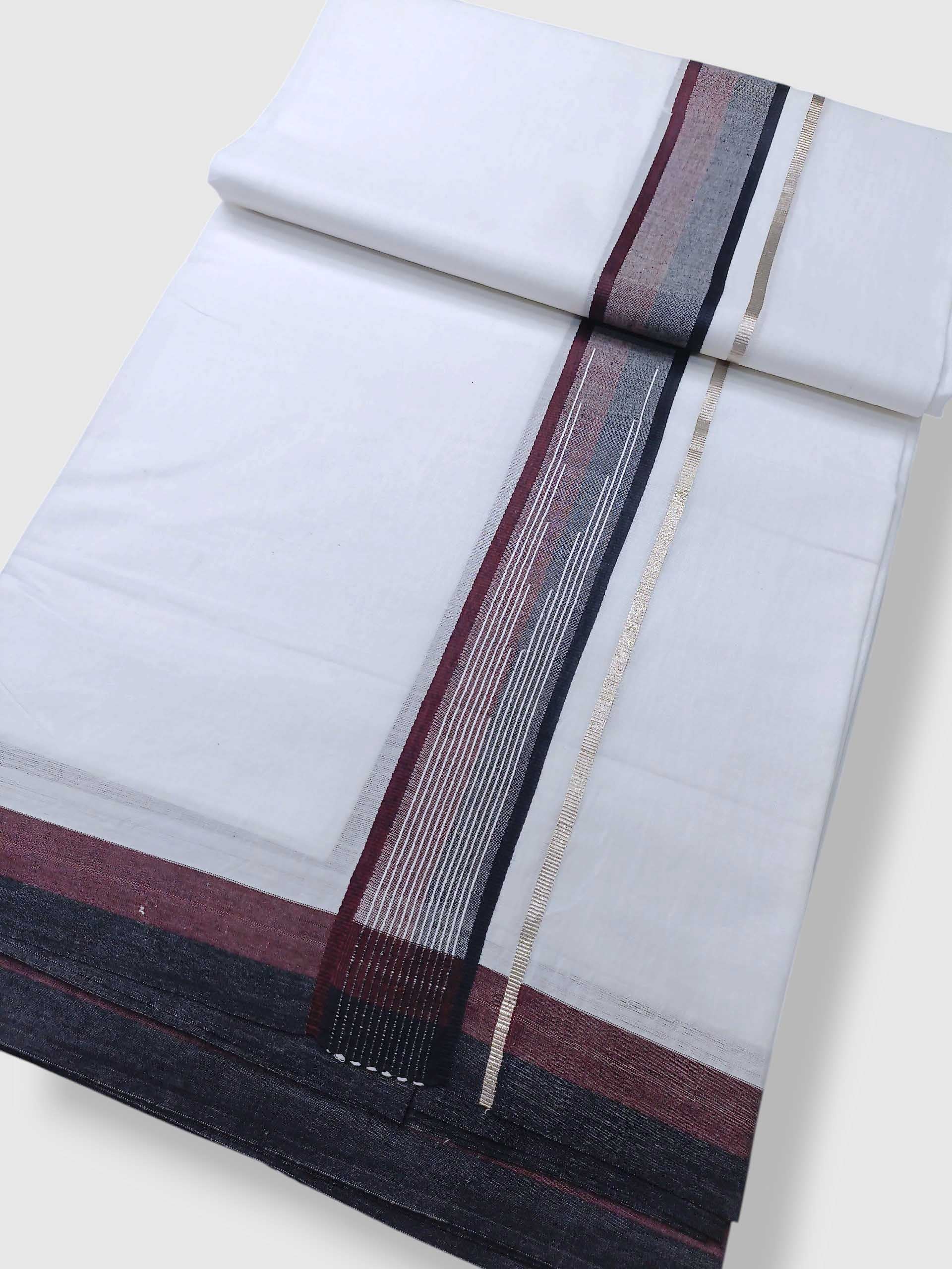 Pure White Cotton Men's Double Dhoti