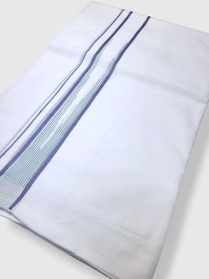 Pure White Cotton Men's Double Dhoti