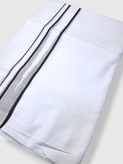 Pure White Cotton Men's Double Dhoti