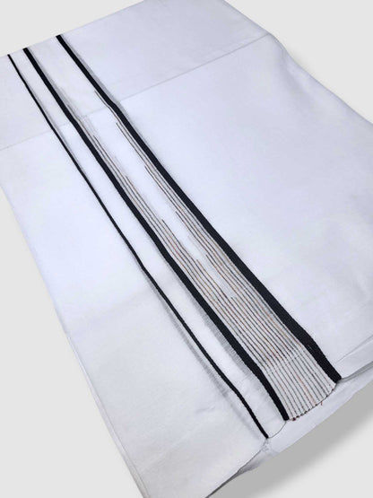 Pure White Cotton Men's Double Dhoti