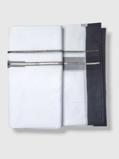 Pure White Cotton Men's Double Dhoti