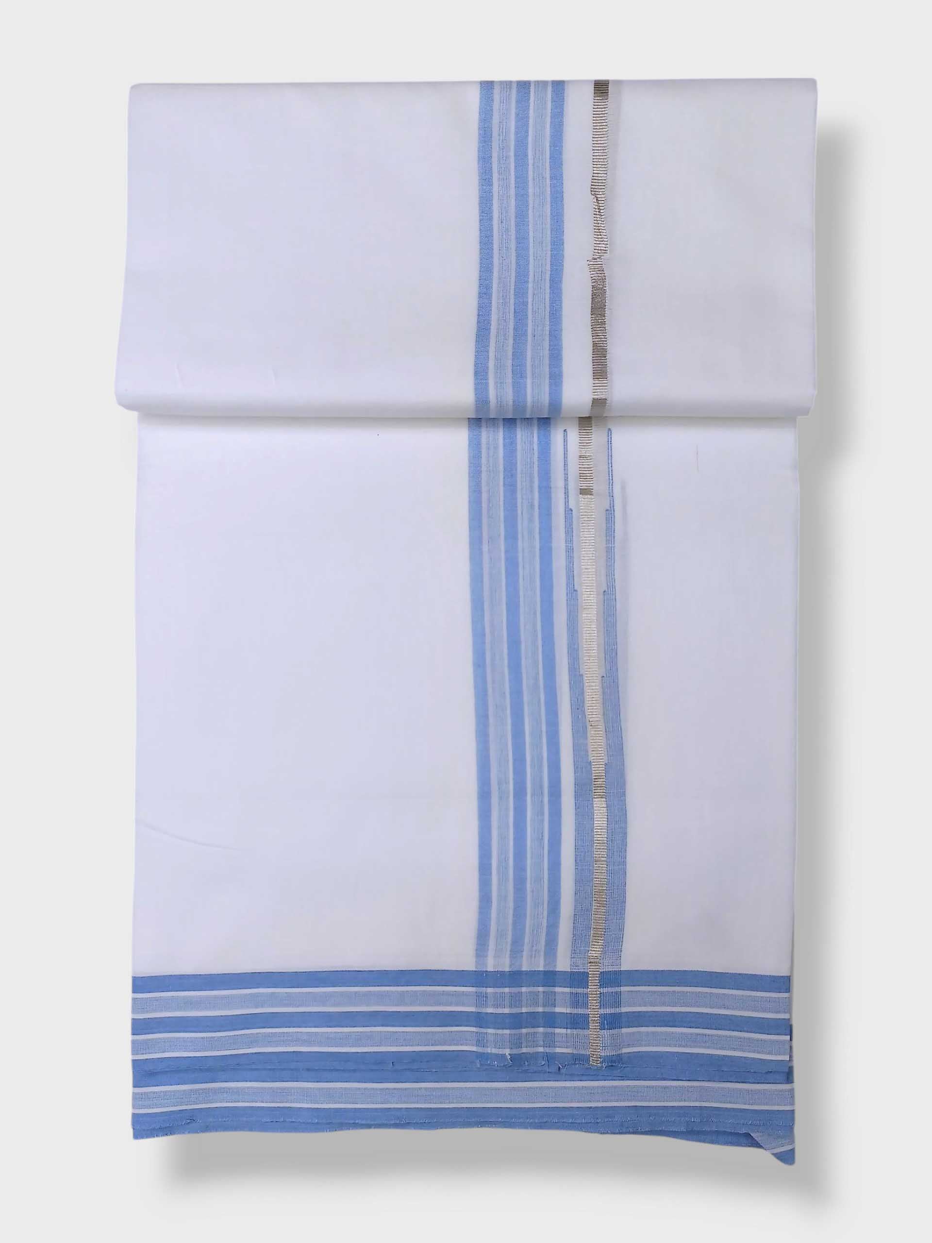 Pure White Cotton Men's Double Dhoti