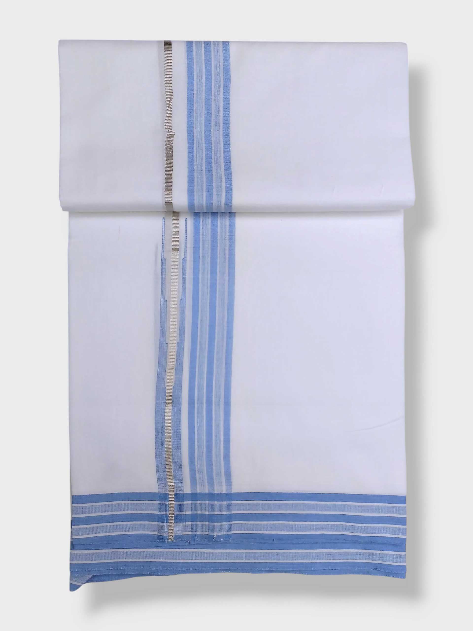 Pure White Cotton Men's Double Dhoti