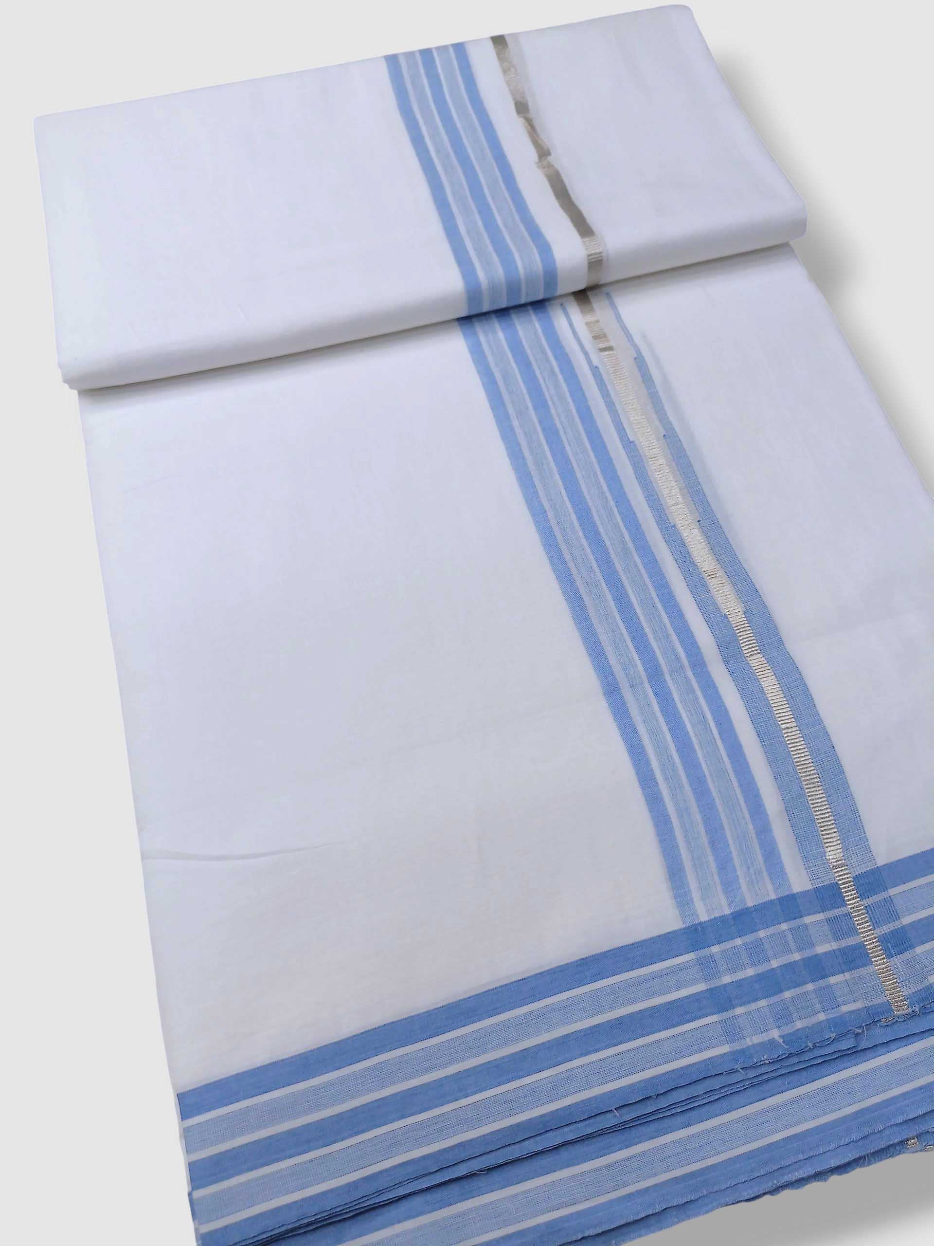 Pure White Cotton Men's Double Dhoti