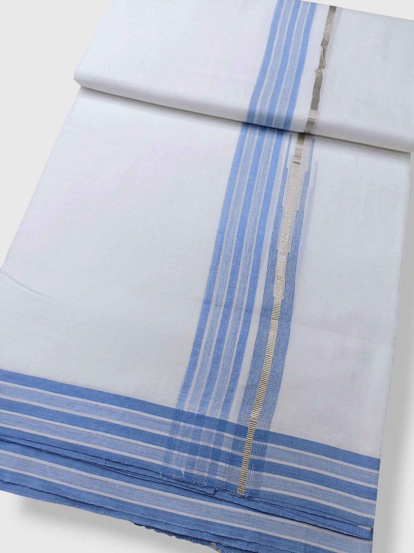 Pure White Cotton Men's Double Dhoti