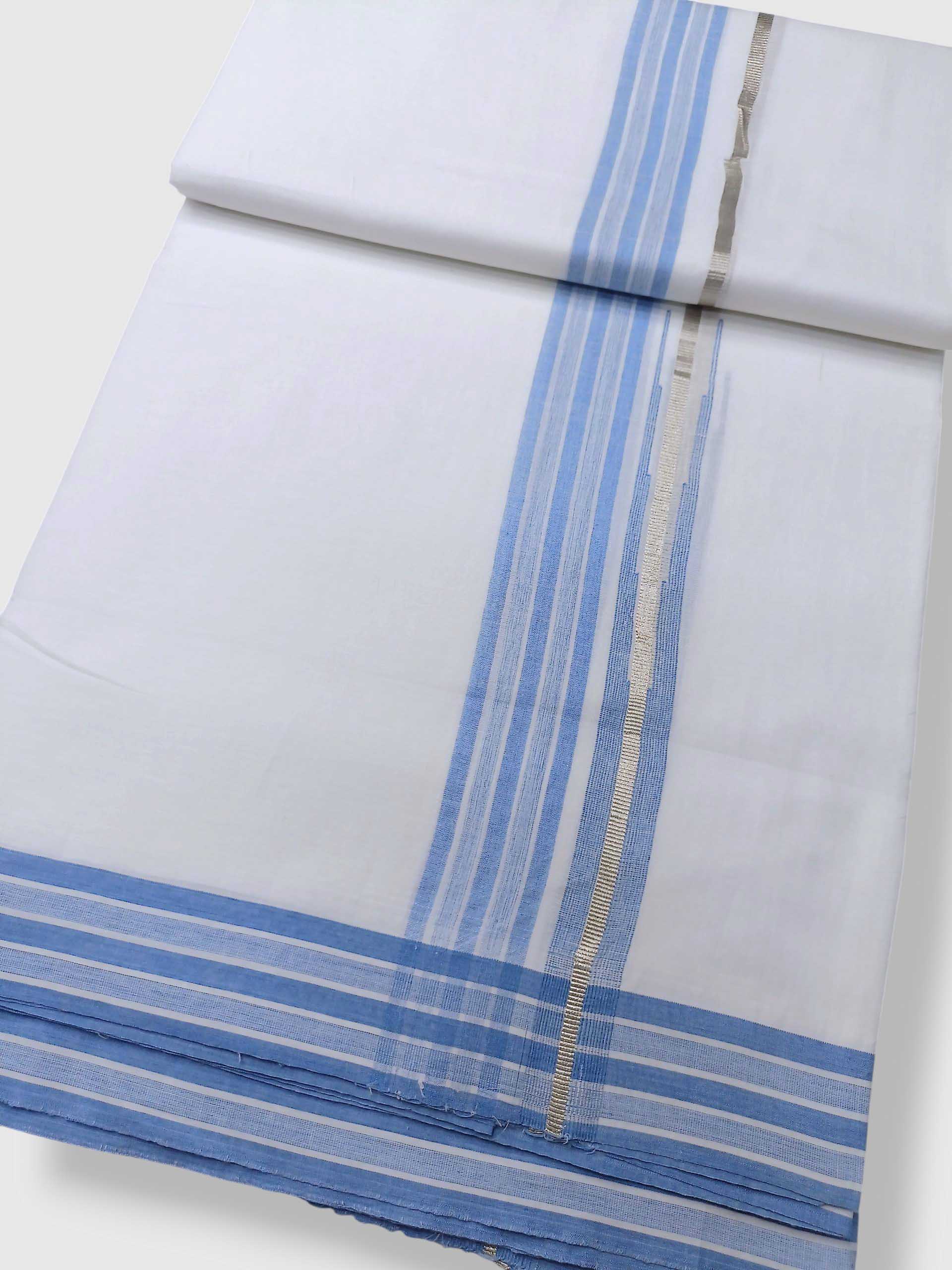 Pure White Cotton Men's Double Dhoti