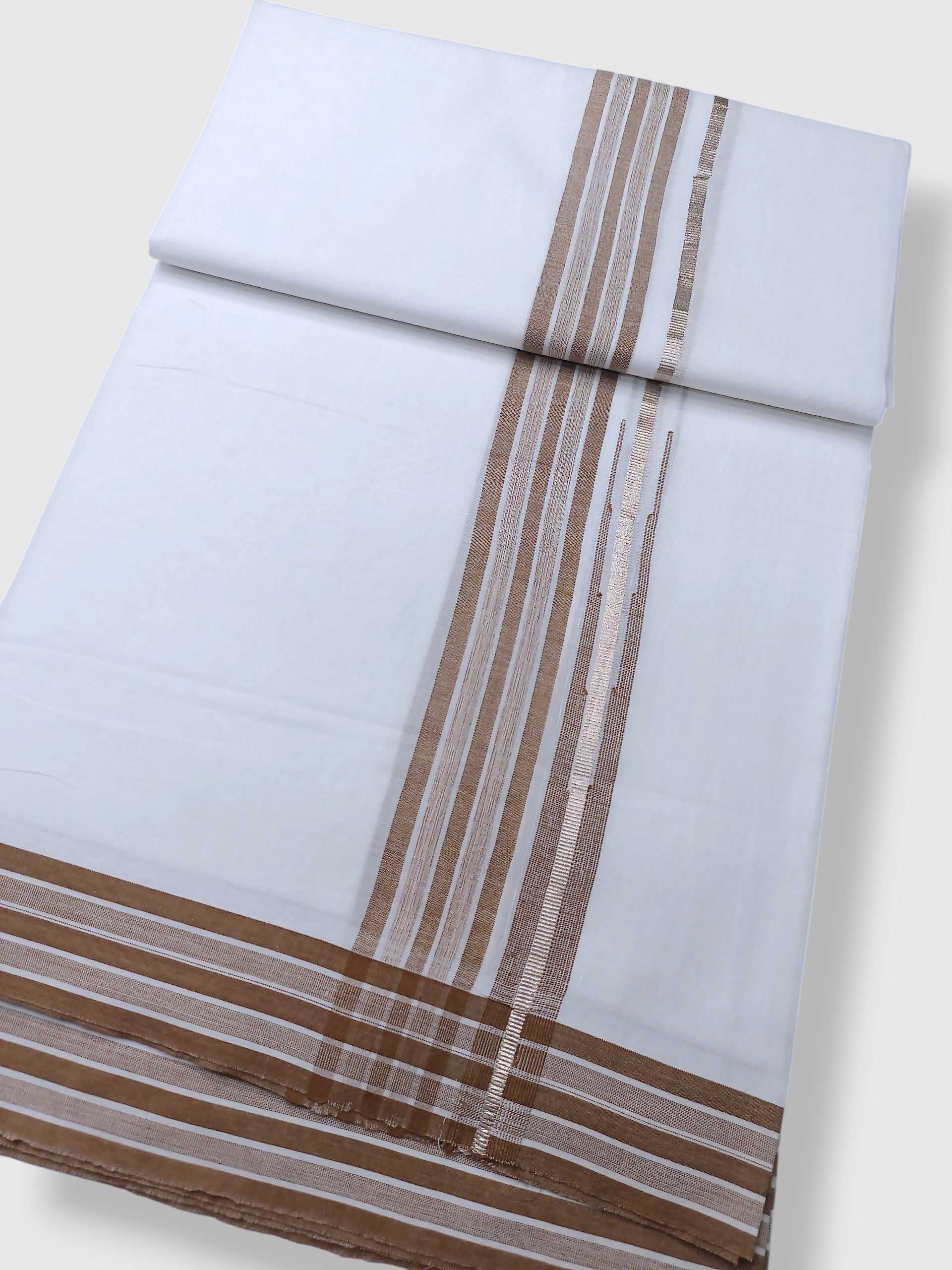 Pure White Cotton Men's Double Dhoti