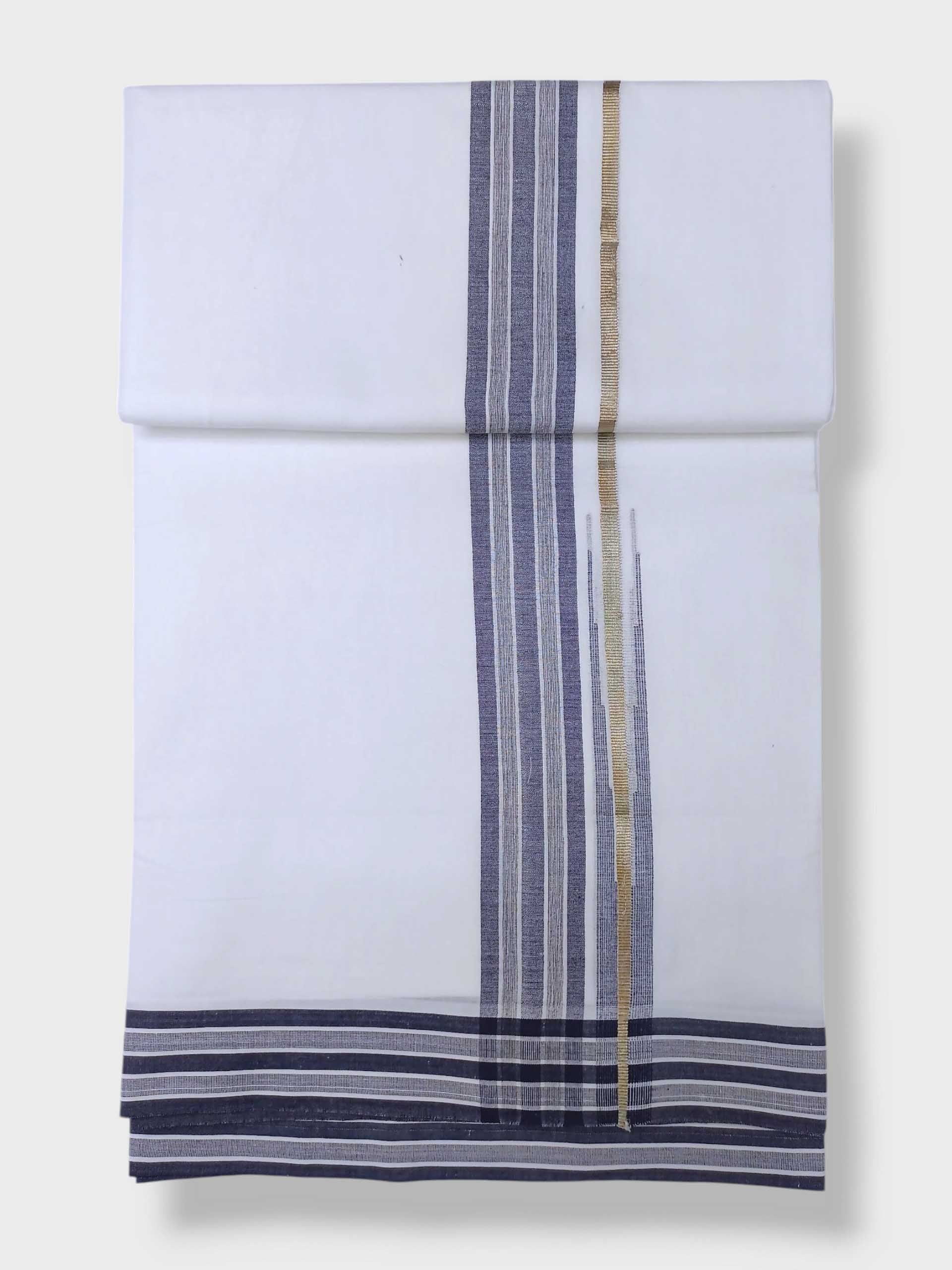 Pure White Cotton Men's Double Dhoti