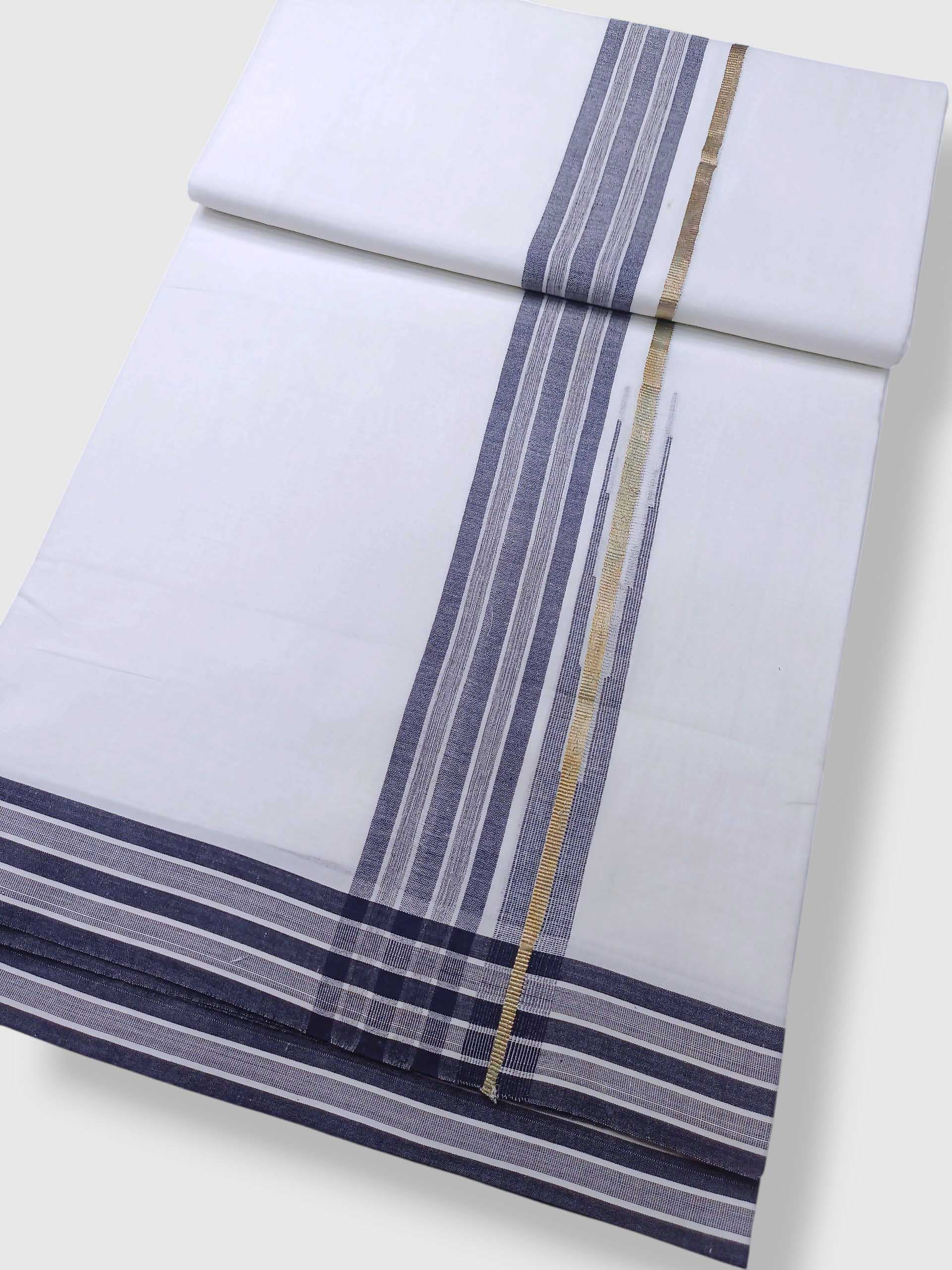 Pure White Cotton Men's Double Dhoti