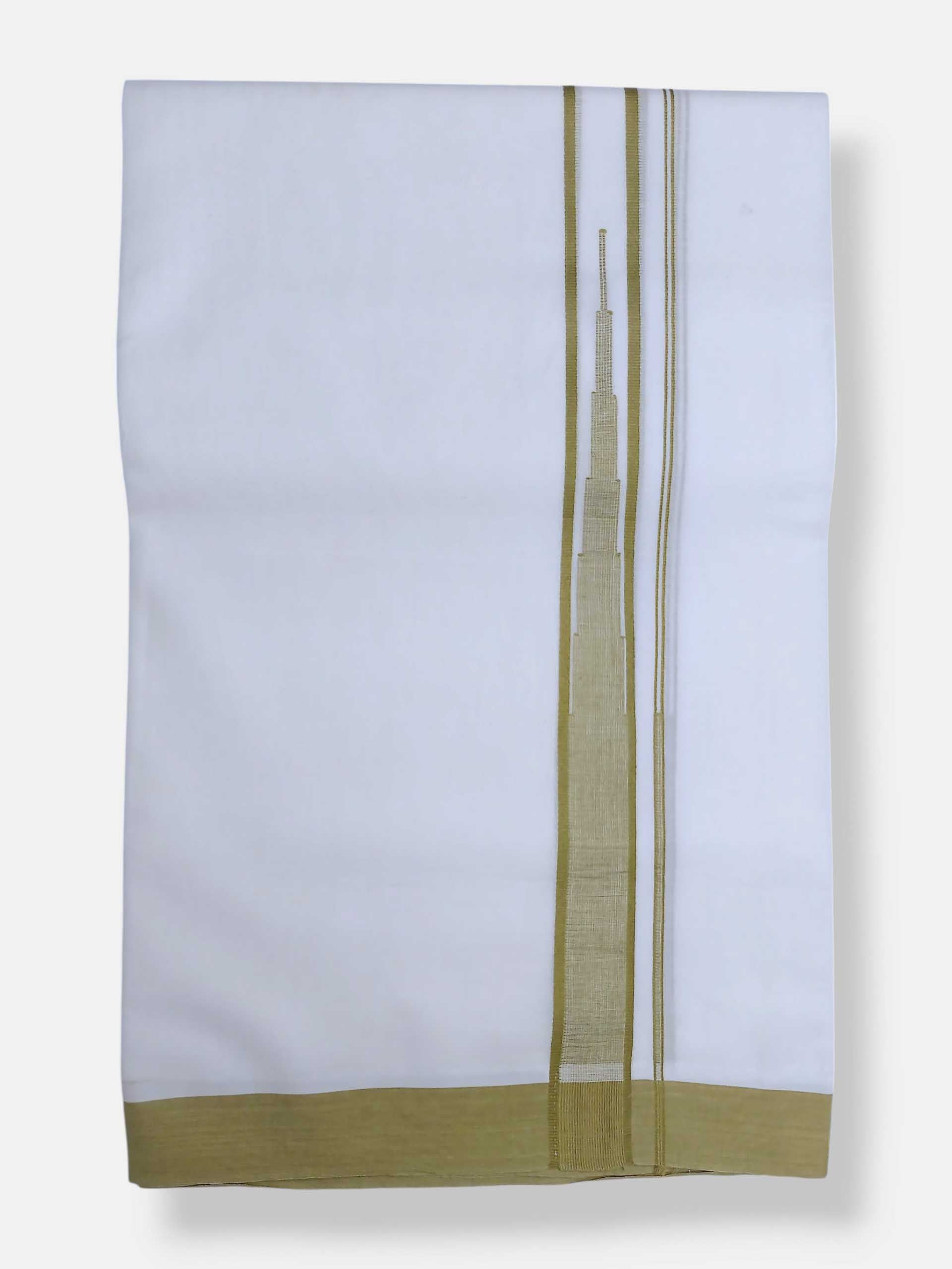 Pure White Cotton Men's Double Dhoti