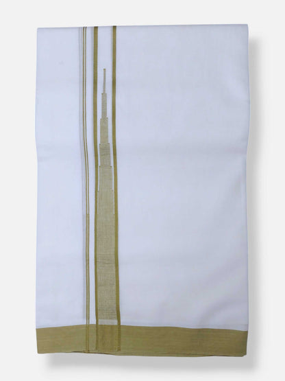 Pure White Cotton Men's Double Dhoti