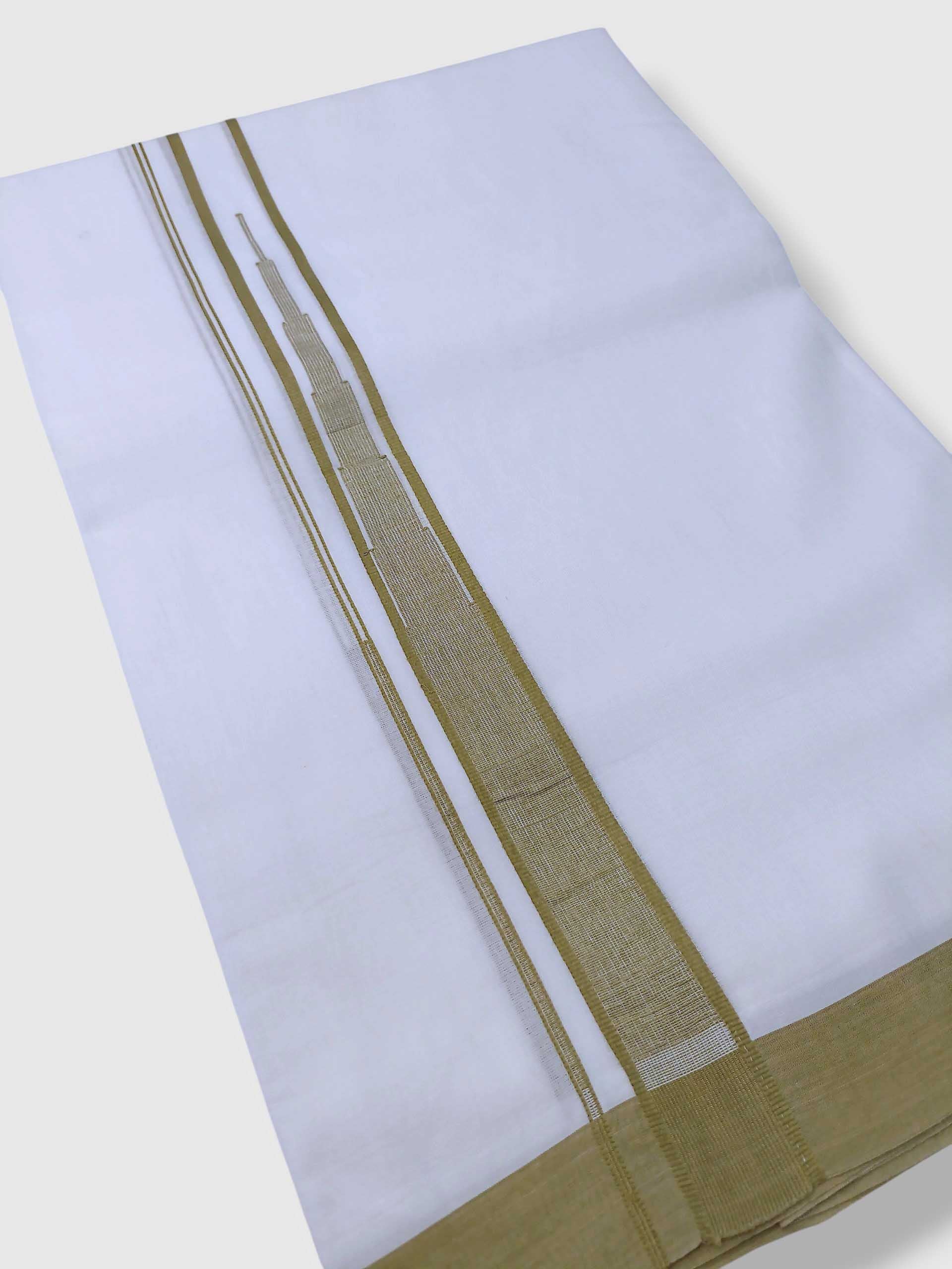 Pure White Cotton Men's Double Dhoti