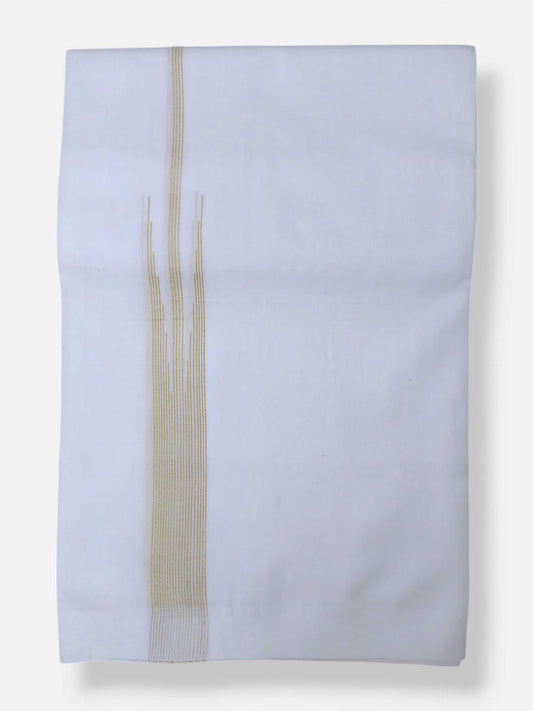 Pure White Cotton Men's Double Dhoti