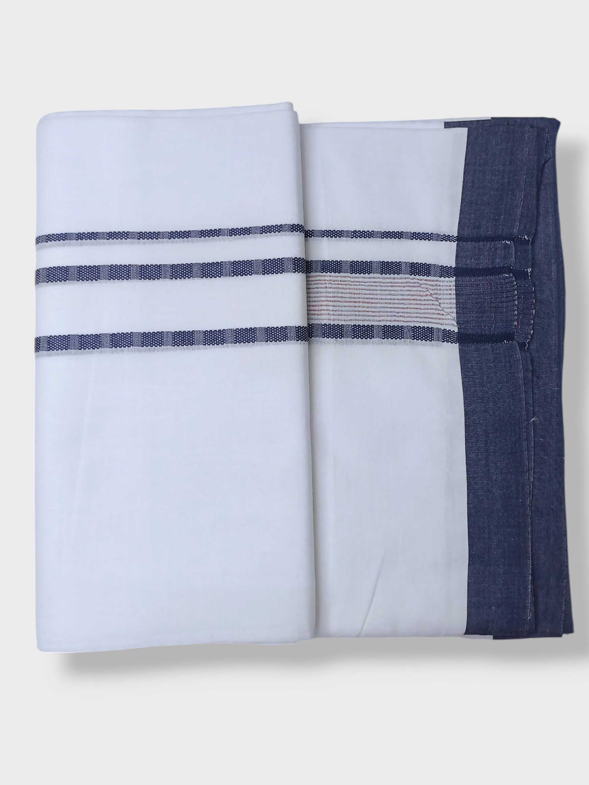 Pure White Cotton Men's Double Dhoti