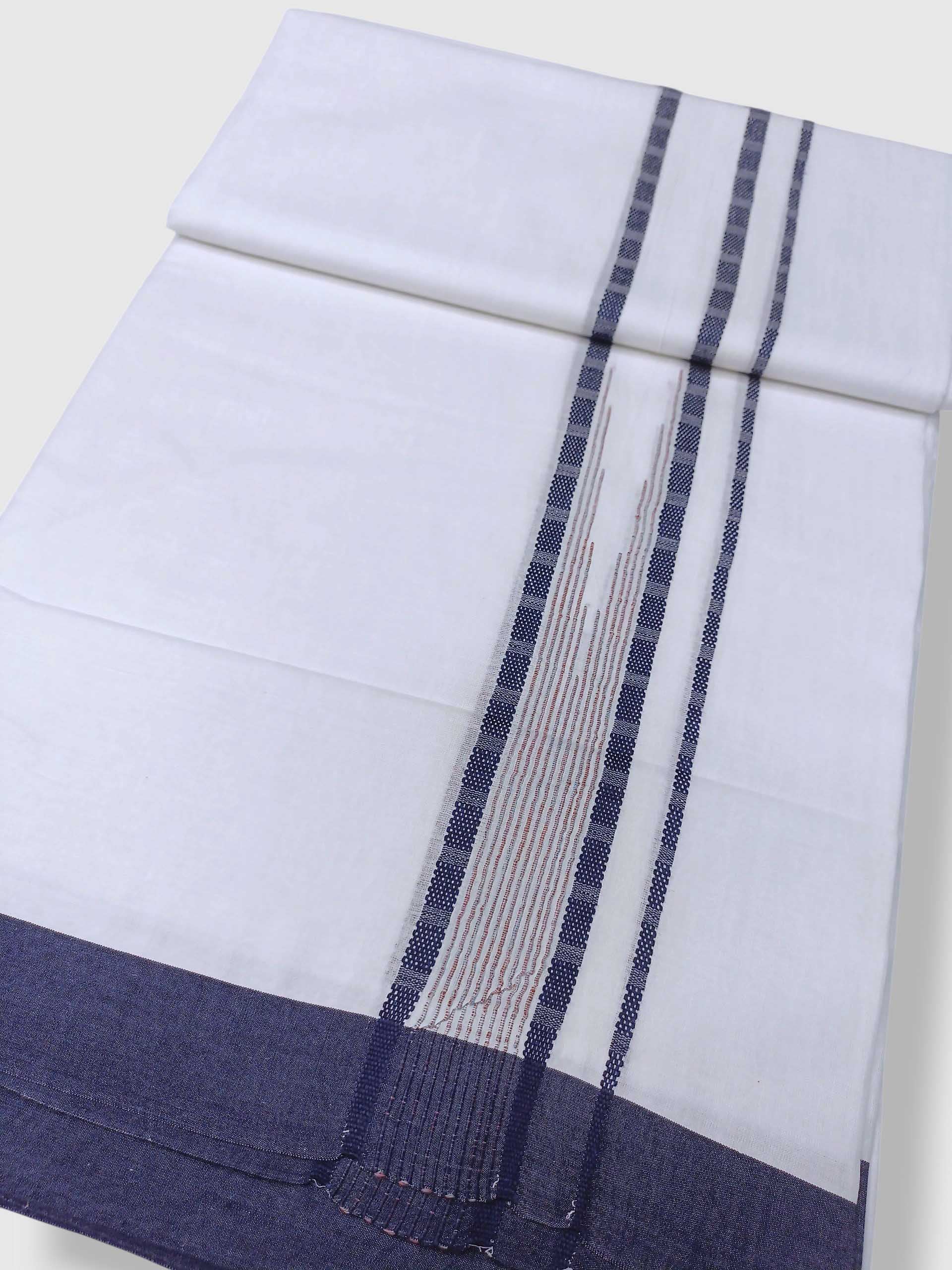 Pure White Cotton Men's Double Dhoti