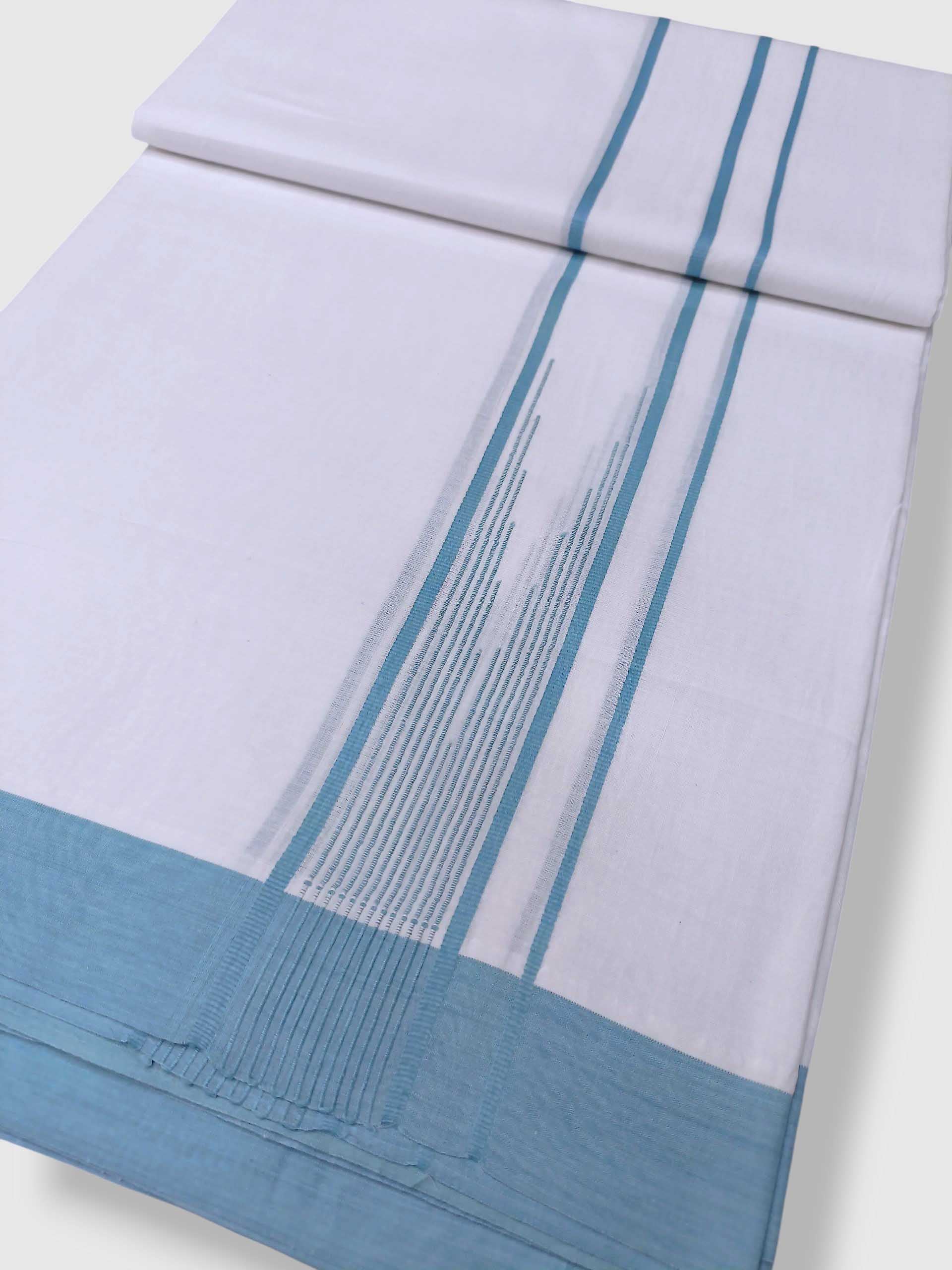 Pure White Cotton Men's Double Dhoti