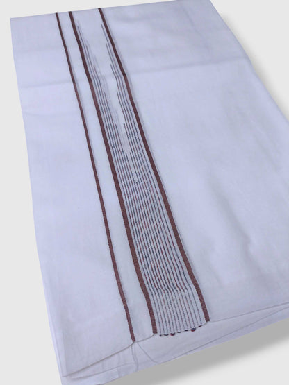 Pure White Cotton Men's Double Dhoti