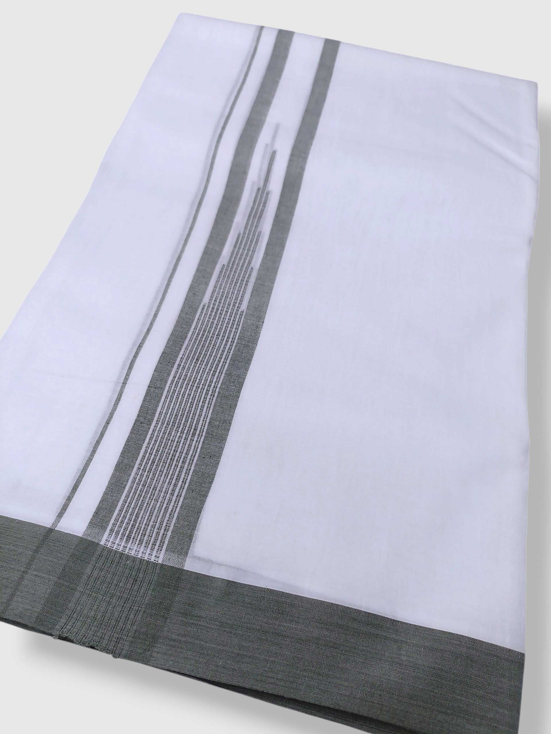 Pure White Cotton Men's Double Dhoti