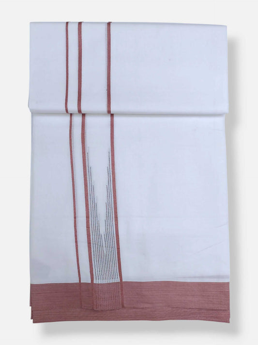 Pure White Cotton Men's Double Dhoti