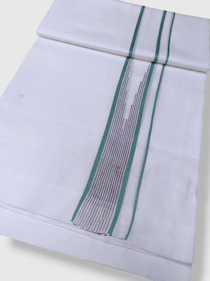 Pure White Cotton Men's Double Dhoti