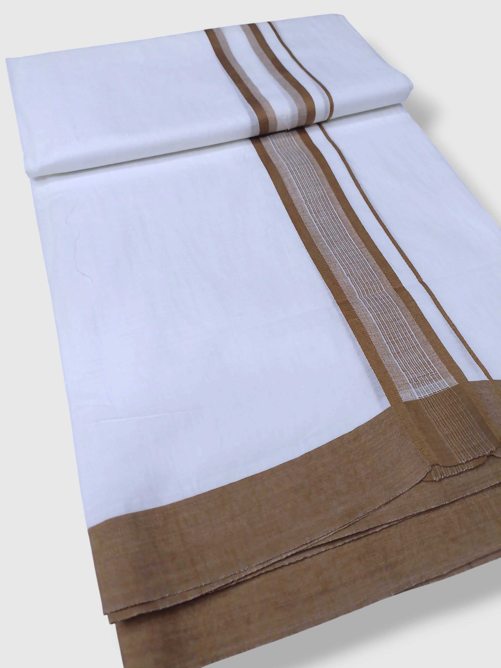 Pure White Cotton Men's Double Dhoti