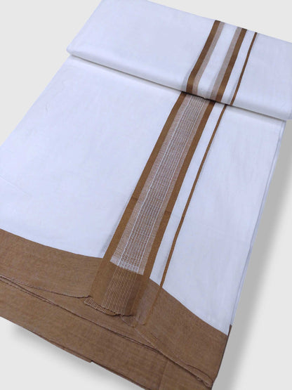 Pure White Cotton Men's Double Dhoti