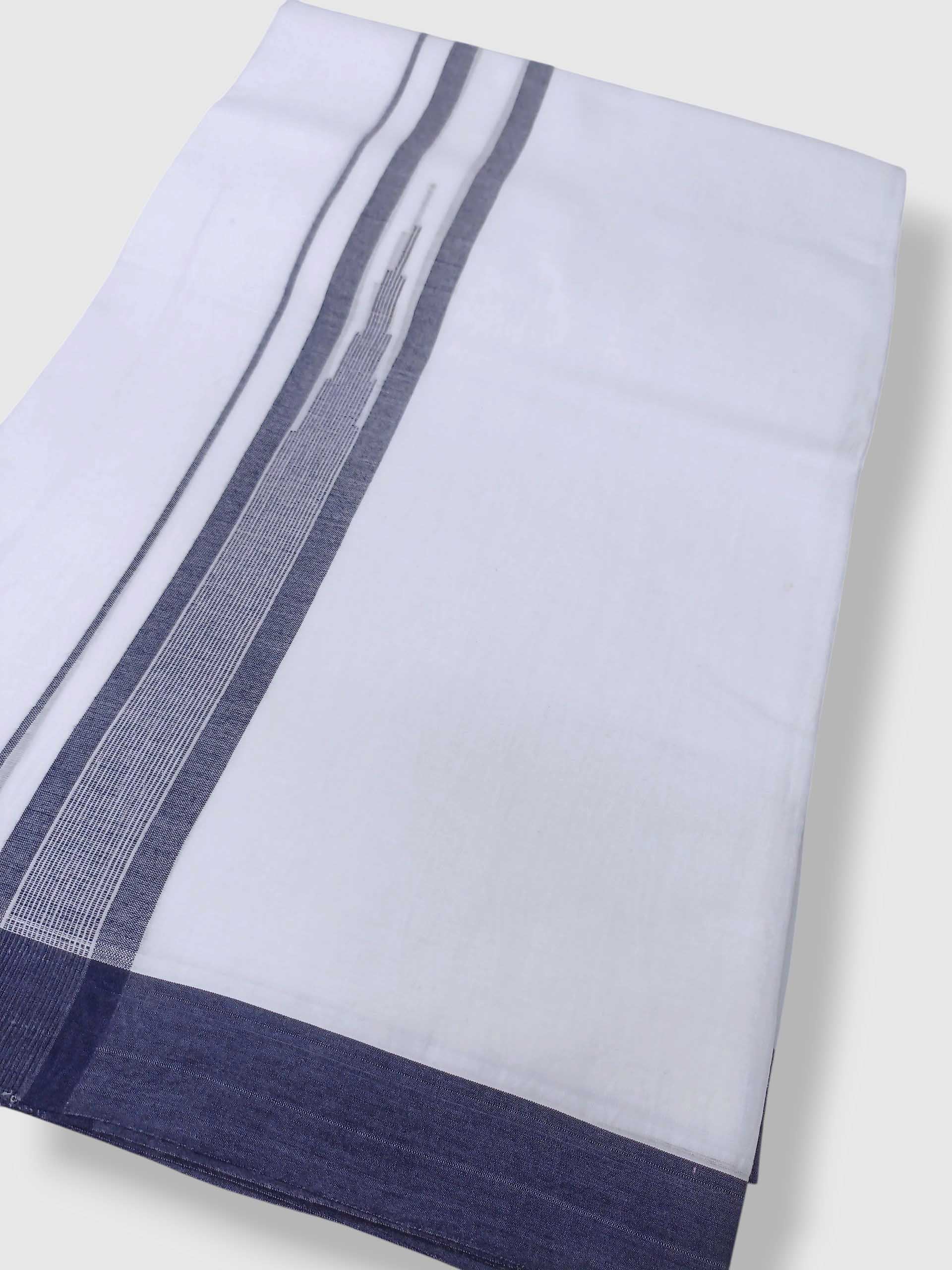Pure White Cotton Men's Double Dhoti