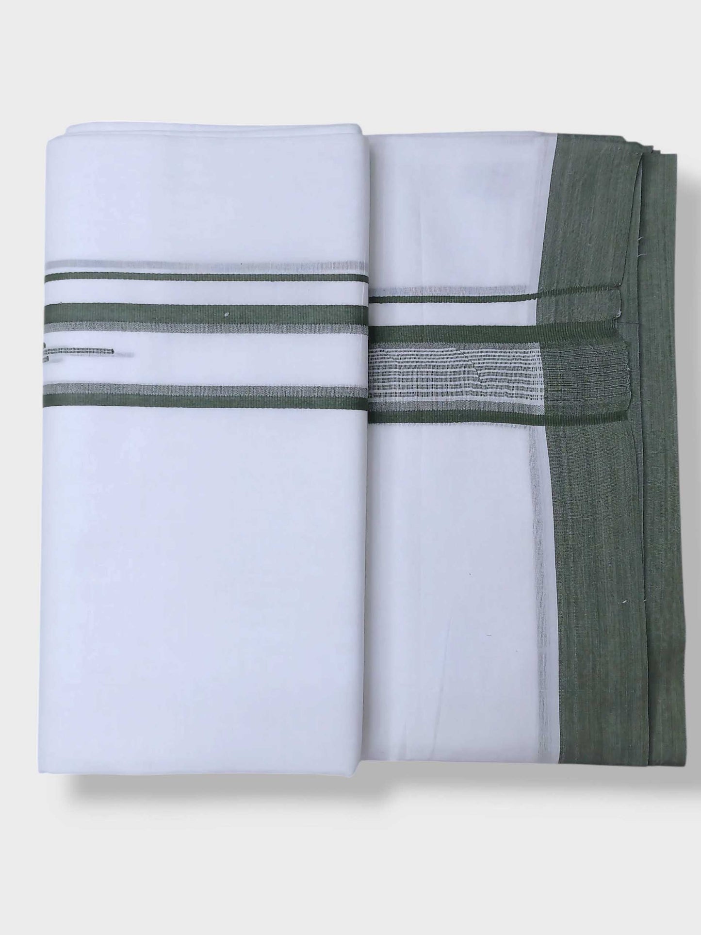 Pure White Cotton Men's Double Dhoti