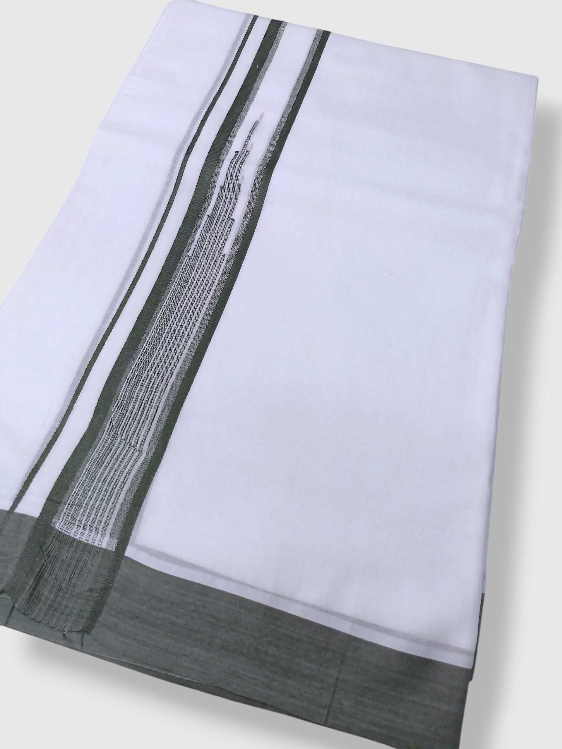 Pure White Cotton Men's Double Dhoti