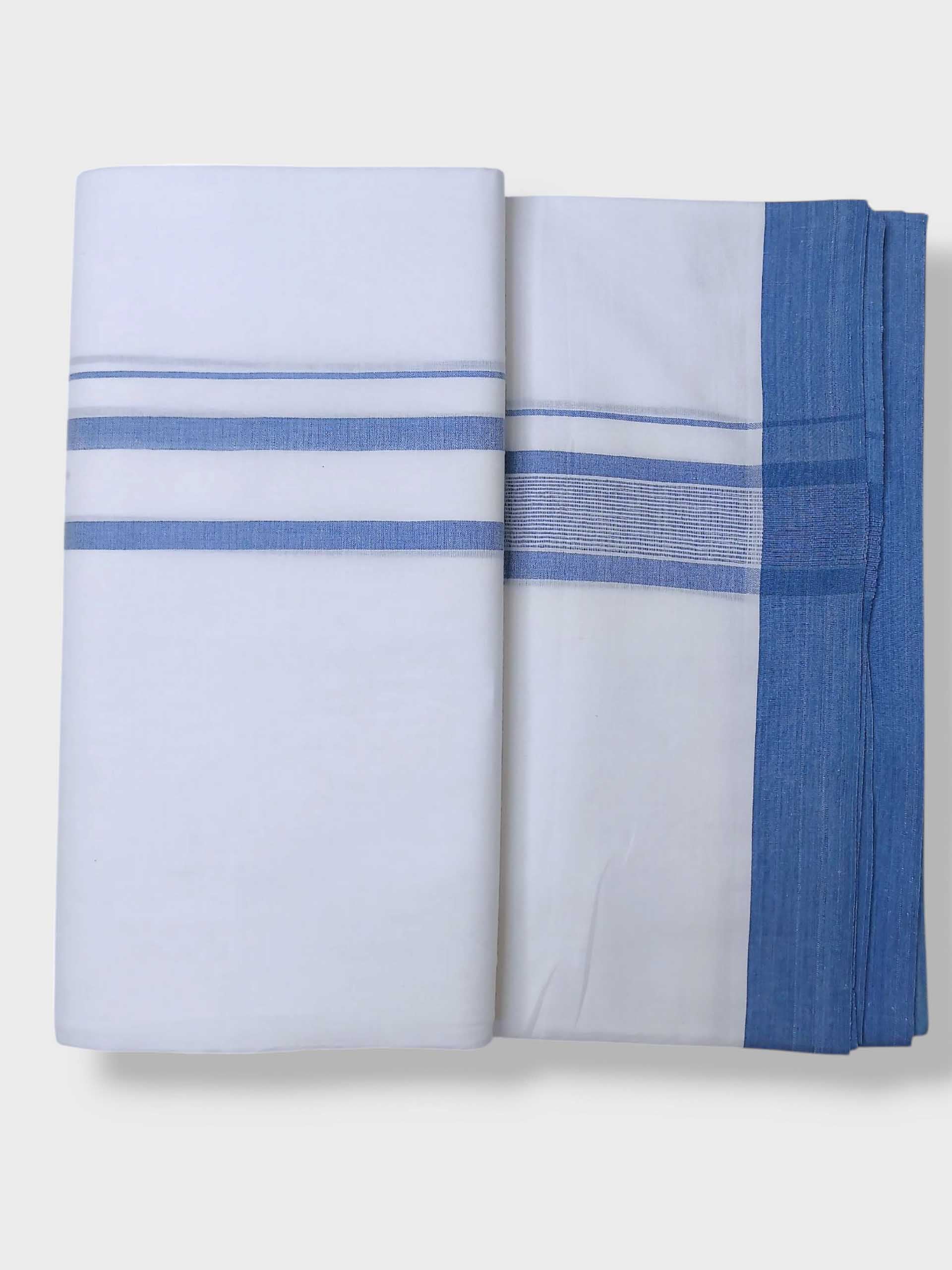 Pure White Cotton Men's Double Dhoti
