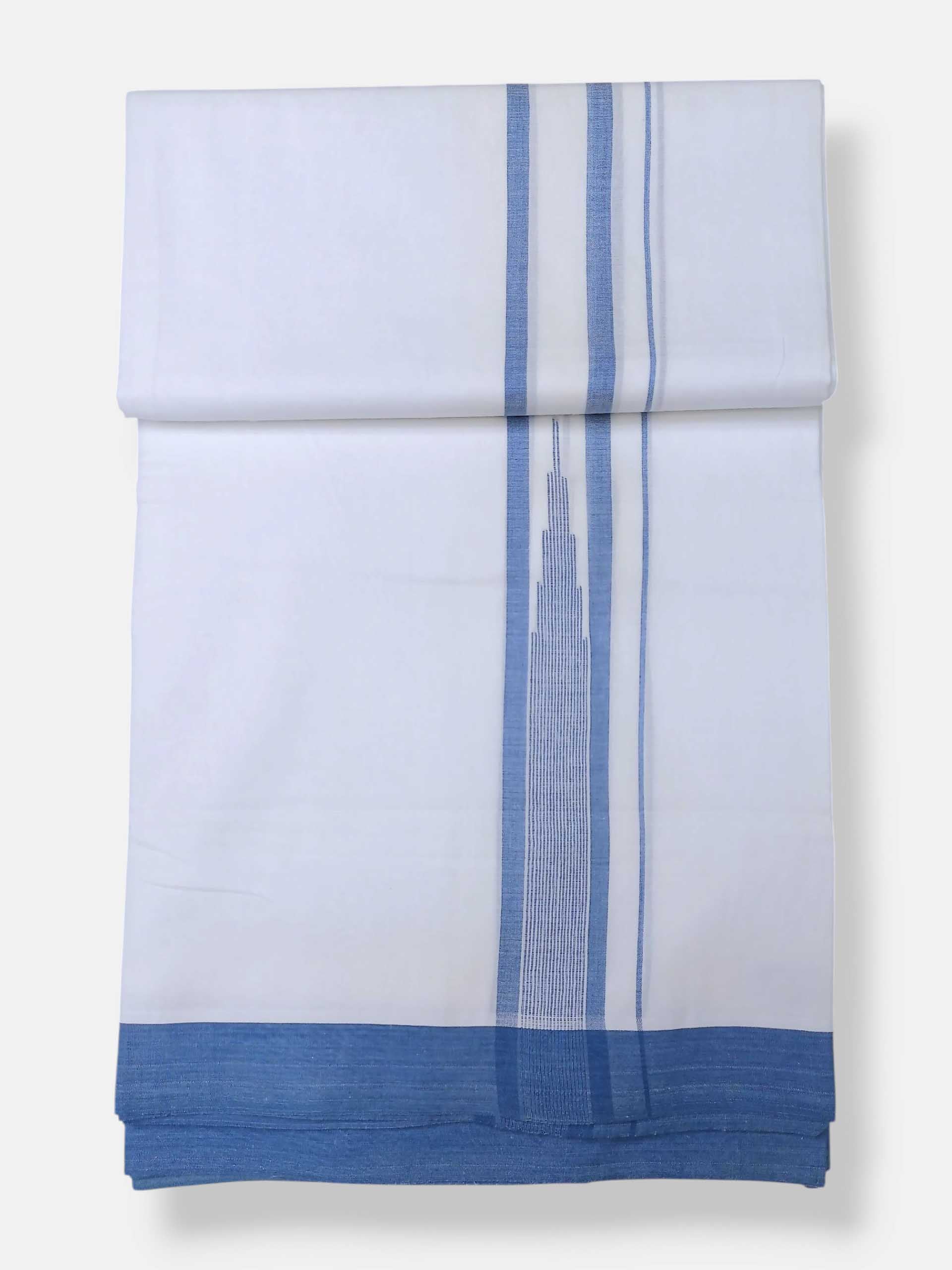 Pure White Cotton Men's Double Dhoti