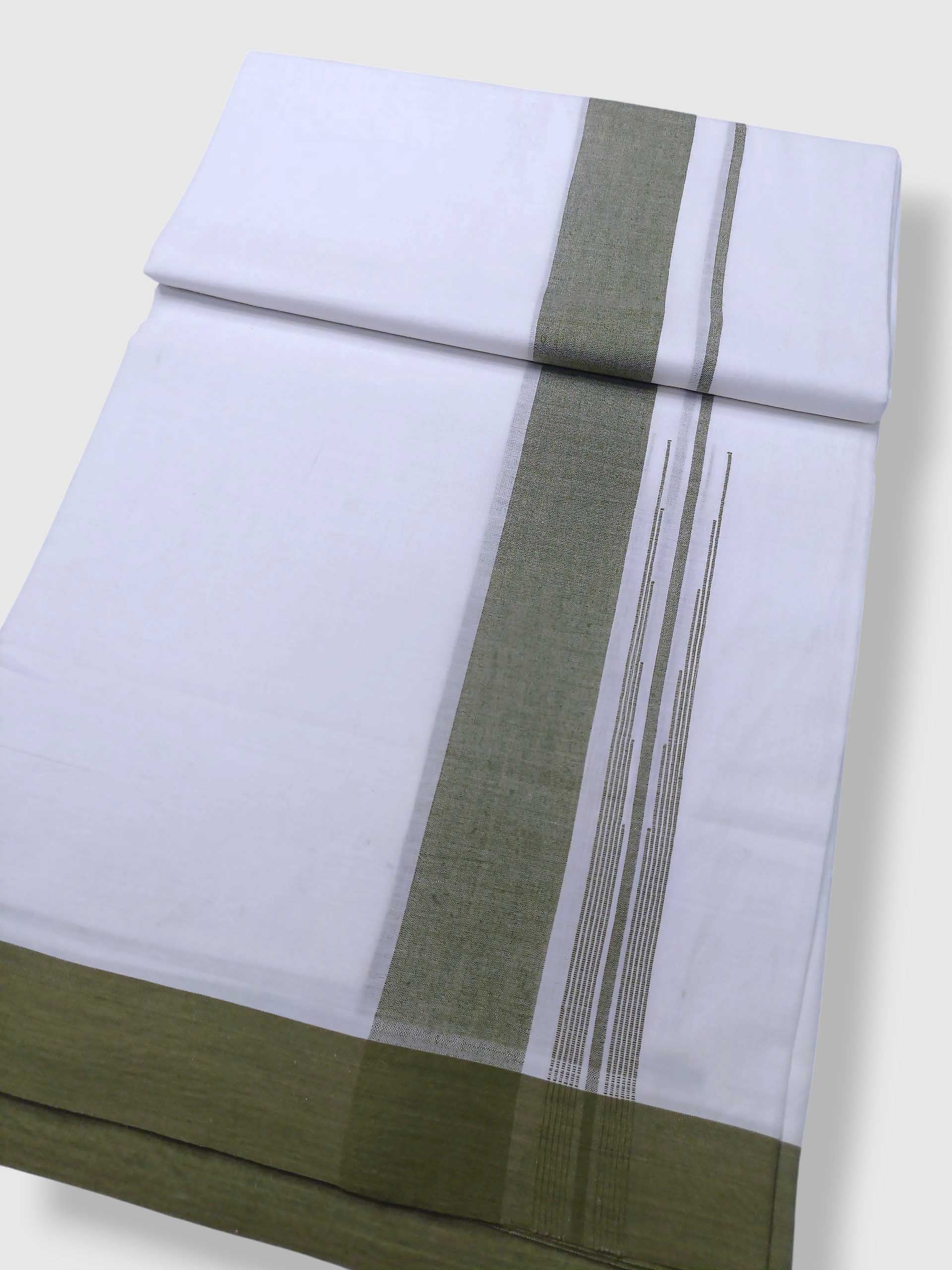 Pure White Cotton Men's Double Dhoti