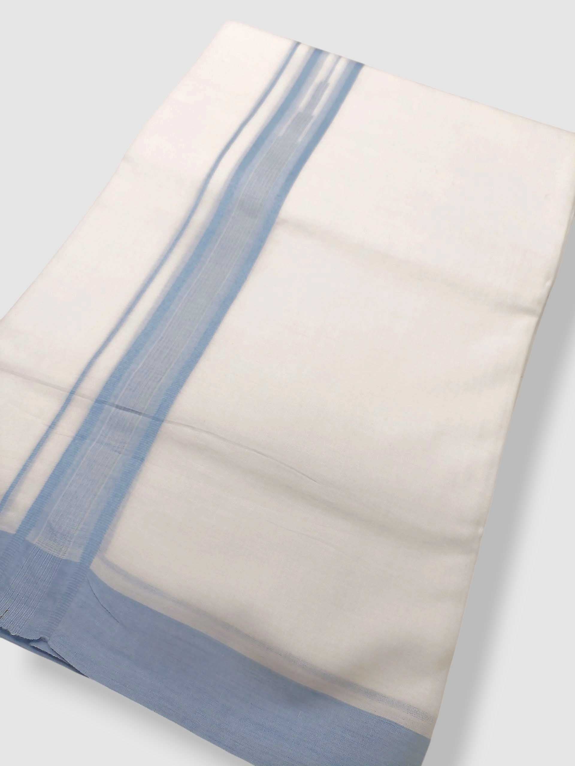 Pure White Cotton Men's Double Dhoti