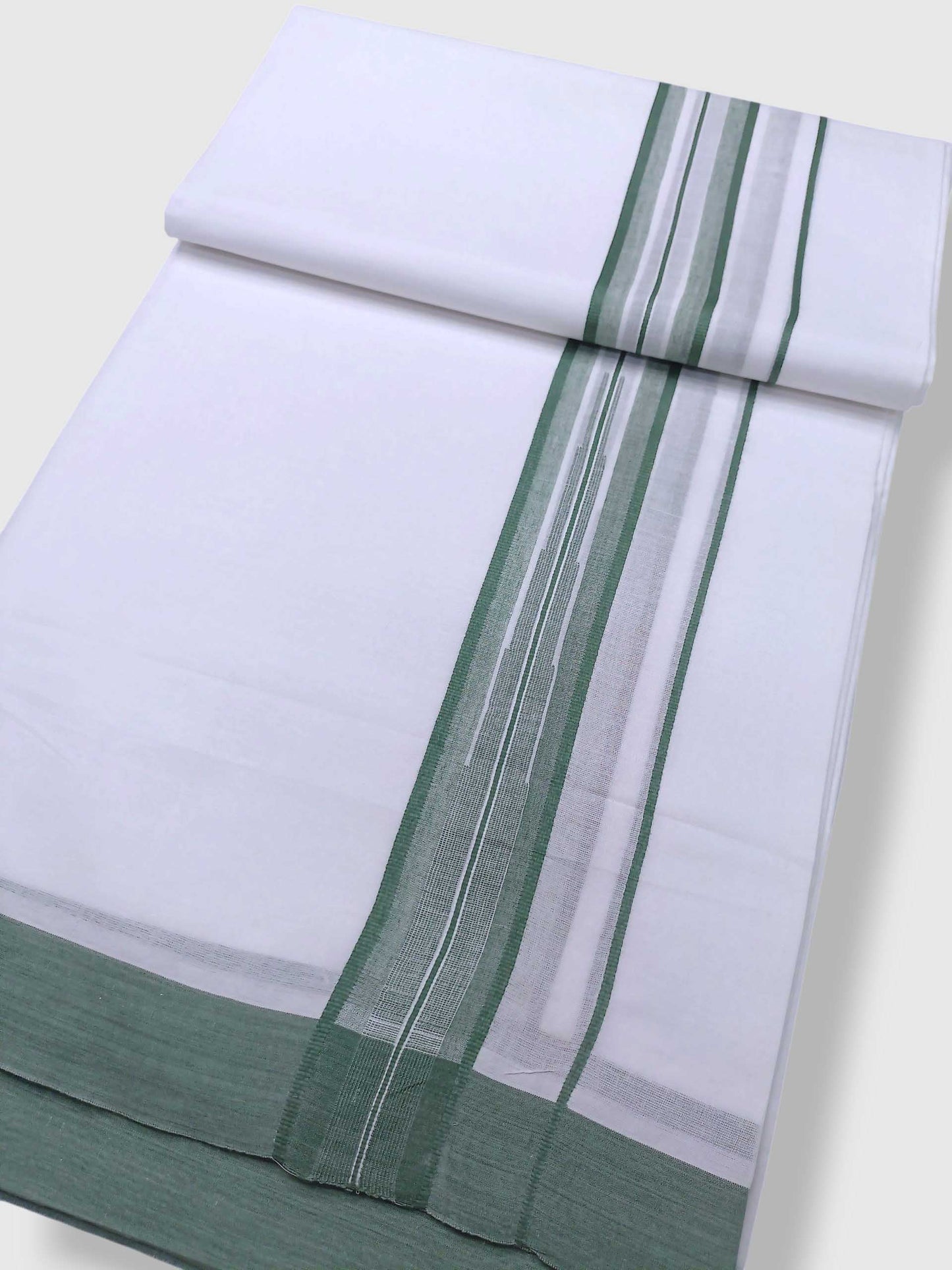 Pure White Cotton Men's Double Dhoti