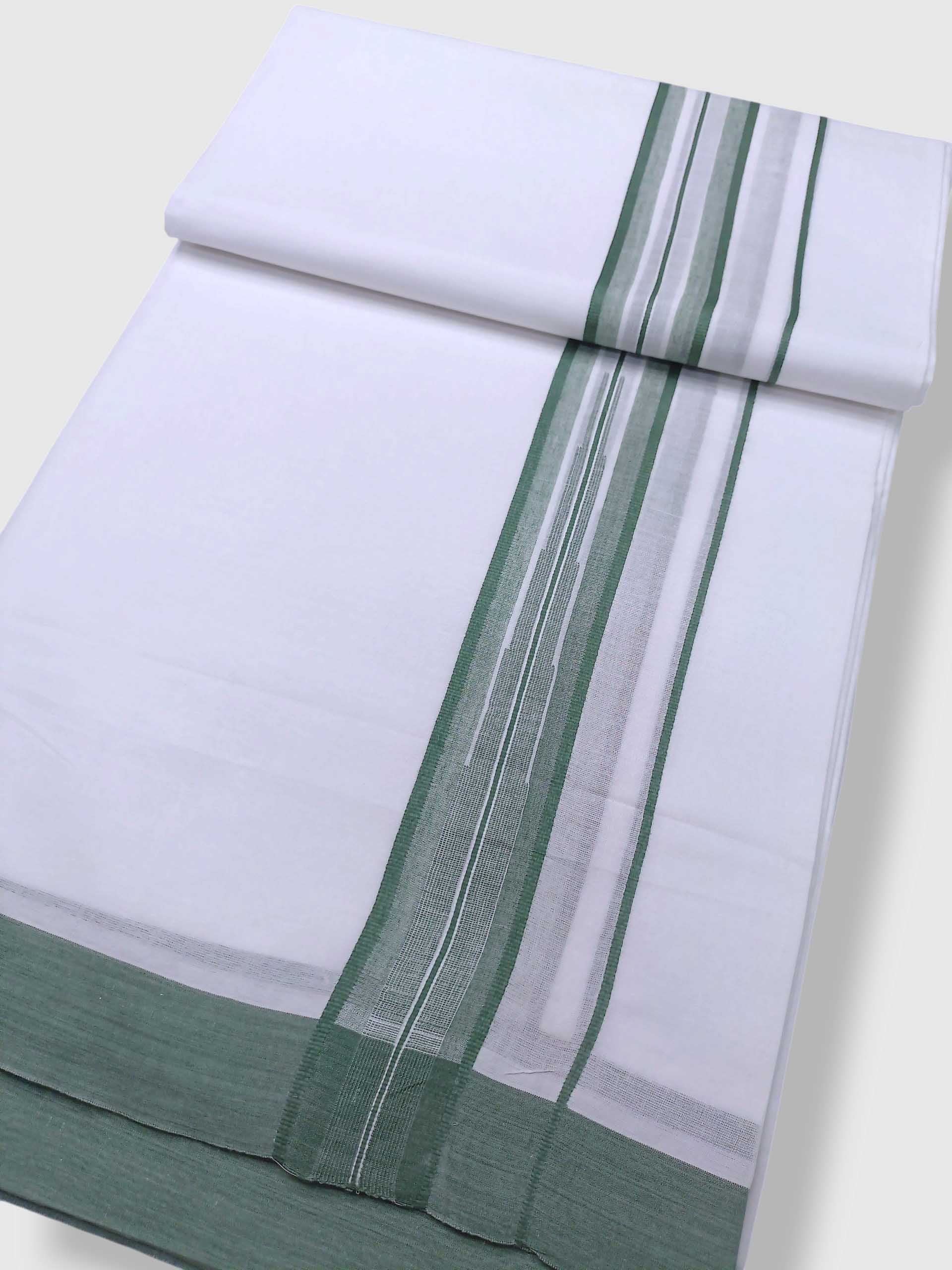 Pure White Cotton Men's Double Dhoti