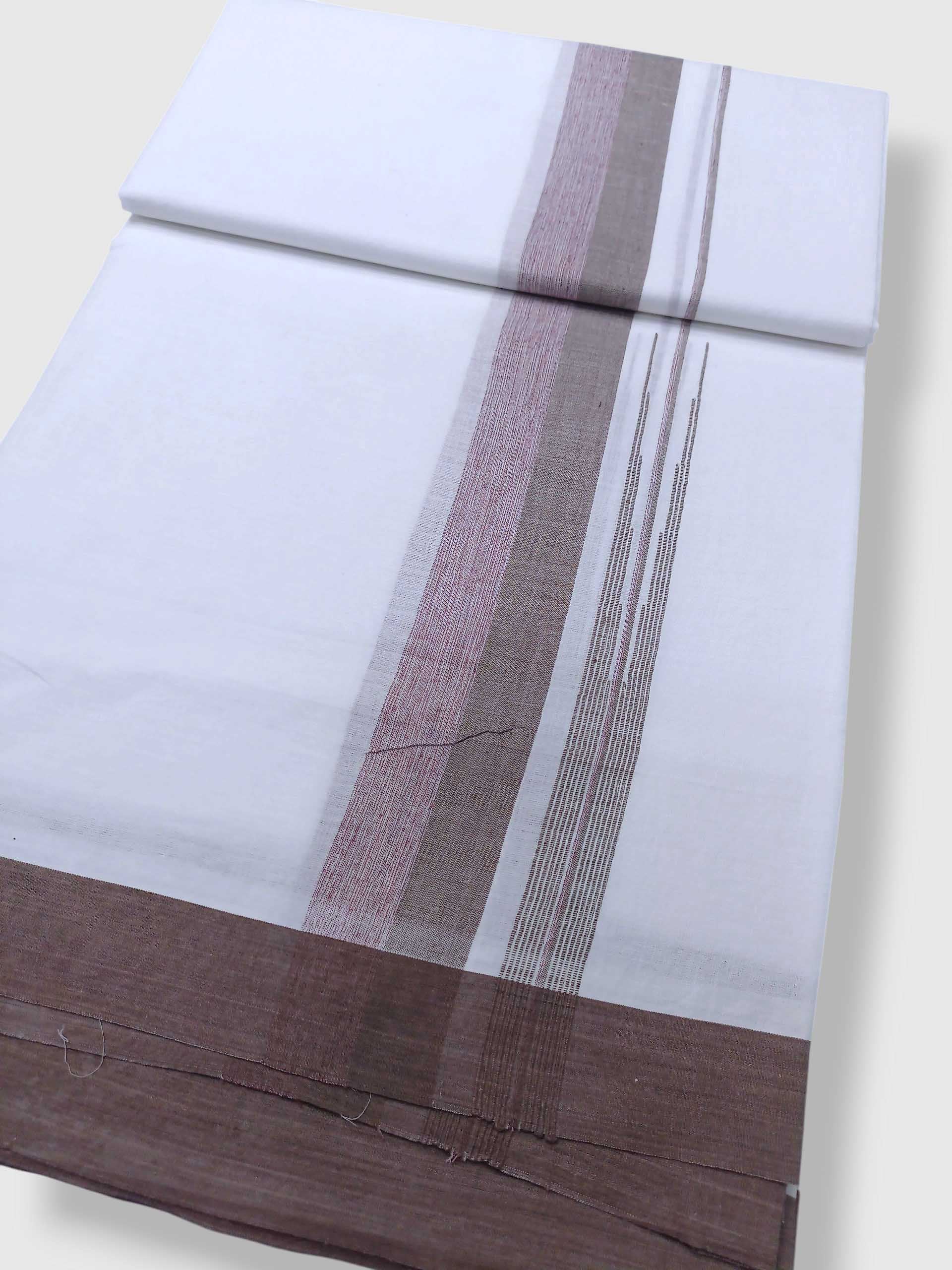 Pure White Cotton Men's Double Dhoti