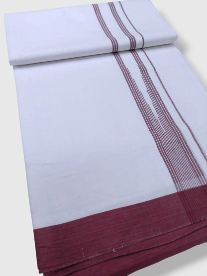 Pure White Cotton Men's Double Dhoti