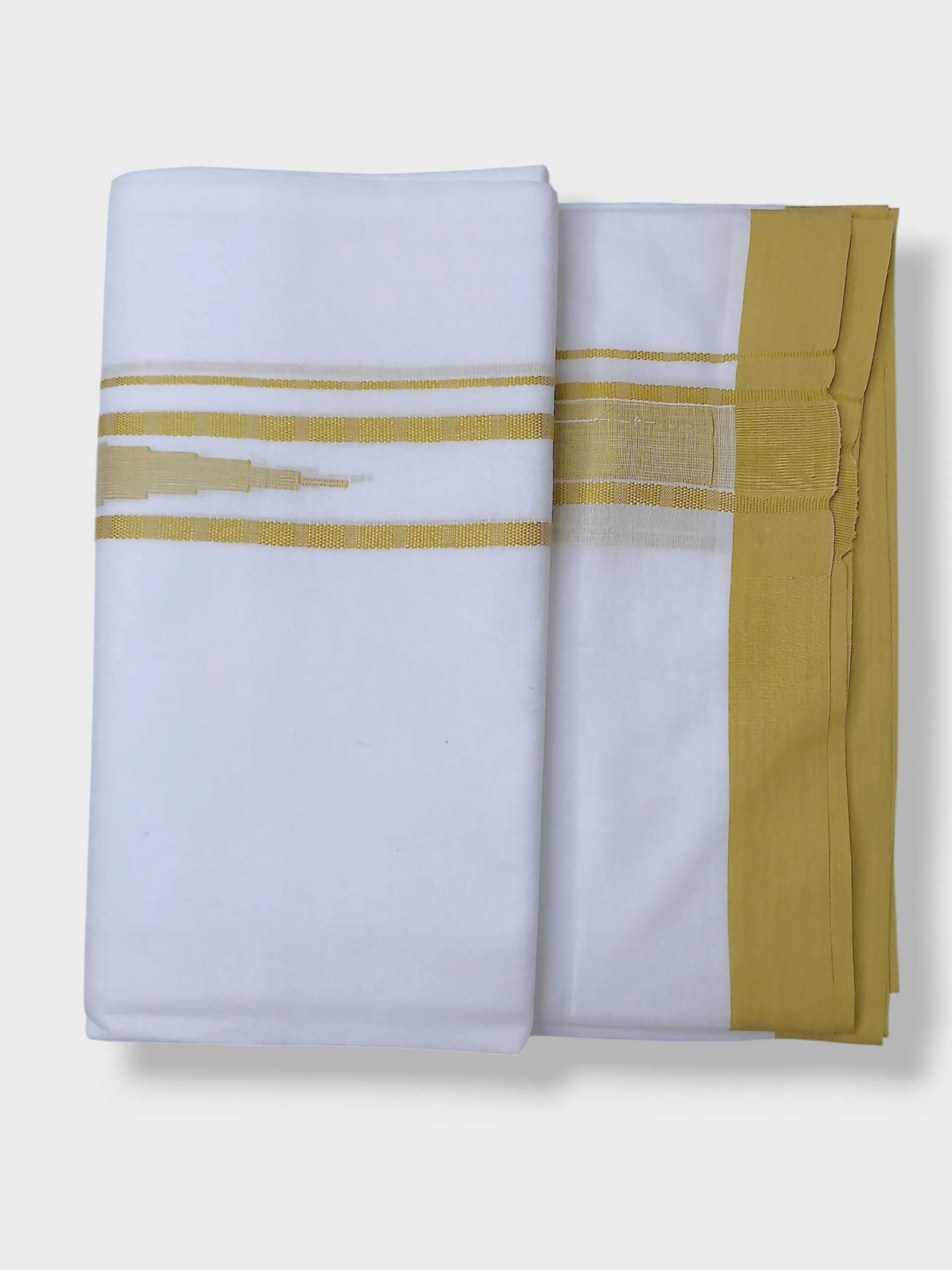 Pure White Cotton Men's Double Dhoti