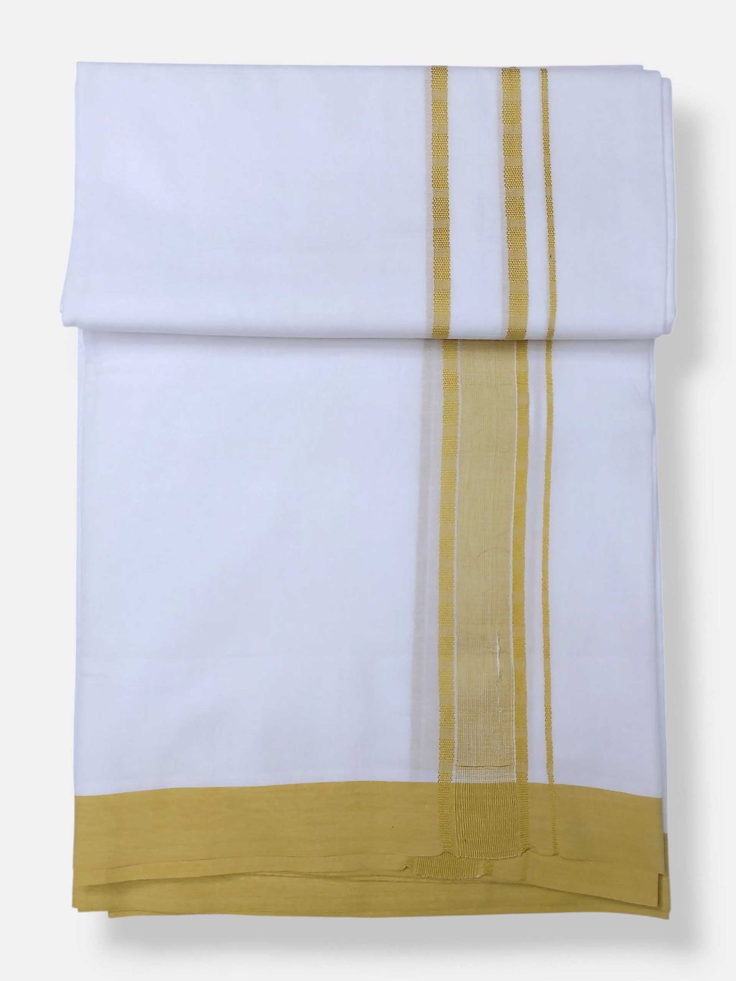 Pure White Cotton Men's Double Dhoti